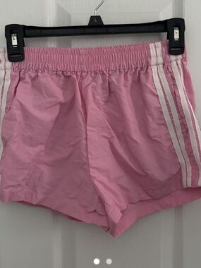 Women’s Pink Athletic Shorts with White Side Stripes